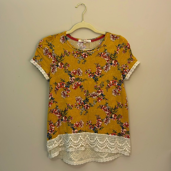 Rewind Mustard Yellow Floral Shirt - Picture 1 of 3